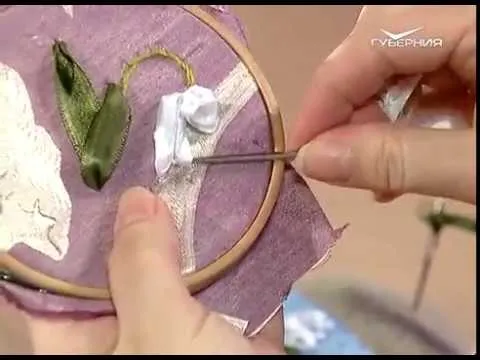 Вышиваем подснежник лентами. Ручная работа от 09.06.2018